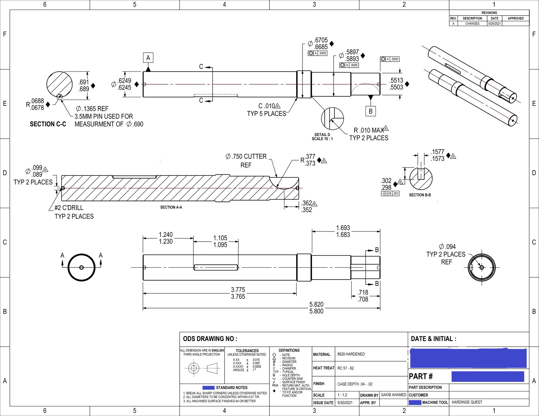 Precision shaft pin